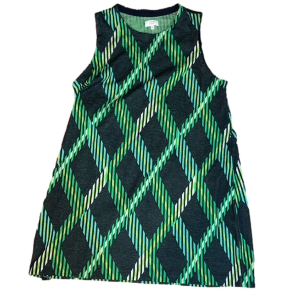 Green and blue crown and ivy size medium patterned tank top dress